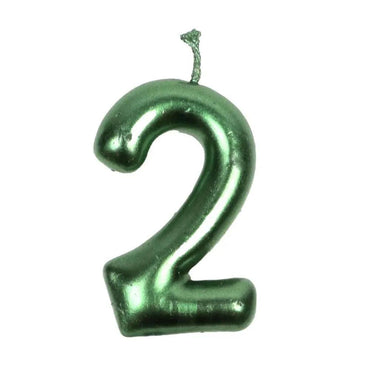 Happy Birthday No 2 Numeric Candle - Green (NC-024) The Stationers